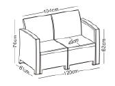 Dvivietė rotango sodo sofa 120 cm, pilka - nuotraukos Nr. 5