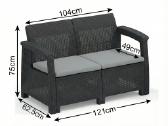 Rotango baldų komplektas: sofa, 2 foteliai, stalas - nuotraukos Nr. 5