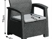 Rotango baldų komplektas: sofa, 2 foteliai, stalas - nuotraukos Nr. 6