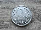 1925 metų 5 litai Tulpės Linai Sidabras Ag