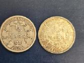 Vokietija 1905e, 1914a, 1914j 1/2 Mark Ag900