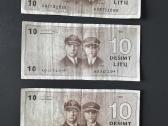 3 vnt. 1991 m. 10 litų banknotai
