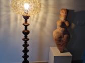 Vintažinis mid century tikmedžio masyvo toršeras