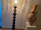 Vintažinis mid century tikmedžio masyvo toršeras - nuotraukos Nr. 20