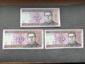 Trys 20 litų banknotai 2003 m. Replacement