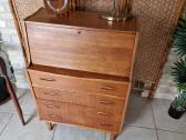 Vintažinė mid century tikmedžio komoda/sekreteras - nuotraukos Nr. 20