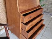 Vintažinė mid century tikmedžio komoda/sekreteras - nuotraukos Nr. 23