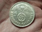 Vokietija 5 mark 1938 D sidabras
