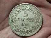 Belgija 5 frankai 1849 sidabras