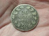 Vatikanas 20 baiocchi 1862 sidabras