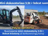 Bobcat ir Mini ekskavatoriaus 3.5t nuoma su oper.