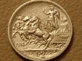 Sidabrinės Italijos 2 liros 1914 m. Unc stovio