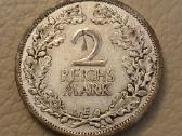 Sidabrinė Veimaro 2 Reichsmarkių moneta 1926 E
