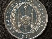 5 frankai 1991m. Džibutis unc - nuotraukos Nr. 2