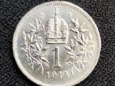 1 krona Austria 1914m. Sidabras 835.