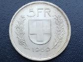 5 frankai 1969m. Šveicarija sidabras unc.