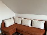 Kampinė sofa-lova su daiktadėže