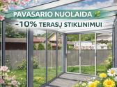Terasų stiklinimas, stoginės, verandos