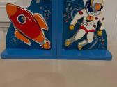Vintage Astronaut and Rocket Scandinavian Bookends - nuotraukos Nr. 3