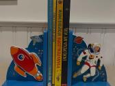 Vintage Astronaut and Rocket Scandinavian Bookends