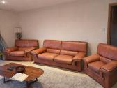 Natūralios odos (bisono) sofa + 2 foteliai – kokyb