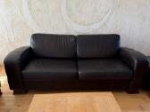 Odinė sofa + sofa lova + pufas - nuotraukos Nr. 2