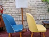 Vintažinės mid century spyruoklinės vinilo kėdės
