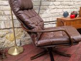 Vintažinis mid century modern odinis fotelis