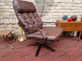 Vintažinis mid century modern odinis fotelis - nuotraukos Nr. 31