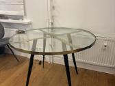 Apvalus 110cm stiklinis midcentury stalas