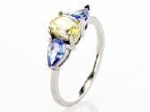 Žiedas su briliantu ir tanzanitais (1,87ct)