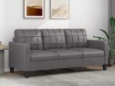 Trivietė sofa, pilkos spalvos, 180cm, dirbtinė oda