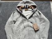 Burberry Zip Up Hoodie With Check Hood