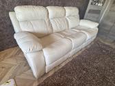Odinė sofa-lova (išskleidžiama), kreminė, patogi - nuotraukos Nr. 2