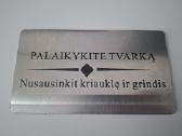 Užrašas ant aliuminio plokštelės 18x10cm
