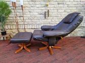 Vintažinis mid century odinis fotelis/reglaineris - nuotraukos Nr. 7