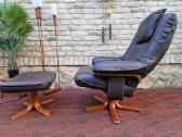 Vintažinis mid century odinis fotelis/reglaineris - nuotraukos Nr. 13