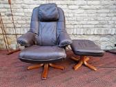 Vintažinis mid century odinis fotelis/reglaineris - nuotraukos Nr. 19