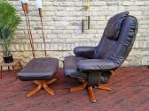 Vintažinis mid century odinis fotelis/reglaineris - nuotraukos Nr. 25