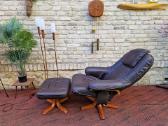 Vintažinis mid century odinis fotelis/reglaineris - nuotraukos Nr. 30