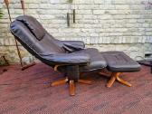 Vintažinis mid century odinis fotelis/reglaineris - nuotraukos Nr. 37