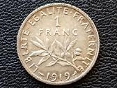 1 frankas 1919m. Prancūzija sidabras