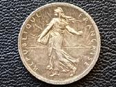 1 frankas 1919m. Prancūzija sidabras - nuotraukos Nr. 2