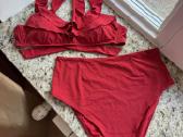 Oysho Ruffle raudonas bikinis 40-42 dydis