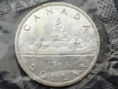 1 doleris 1963m. Kanada sidabras unc.