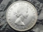 1 doleris 1963m. Kanada sidabras unc. - nuotraukos Nr. 2