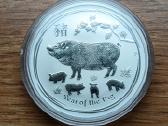 Sidabrinė 1oz moneta Kiaulės metai 2019 Australija