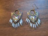 Boho stil natūralios odos auskarai su kutais - nuotraukos Nr. 2