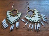 Boho stil natūralios odos auskarai su kutais - nuotraukos Nr. 3