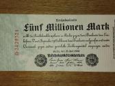 Vokietijos"hiperinfliacinis"5 mln markių banknotas